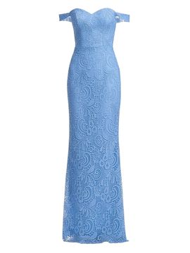 Dress The Population Women's Dorothy Lace Off-the-Shoulder Column Gown