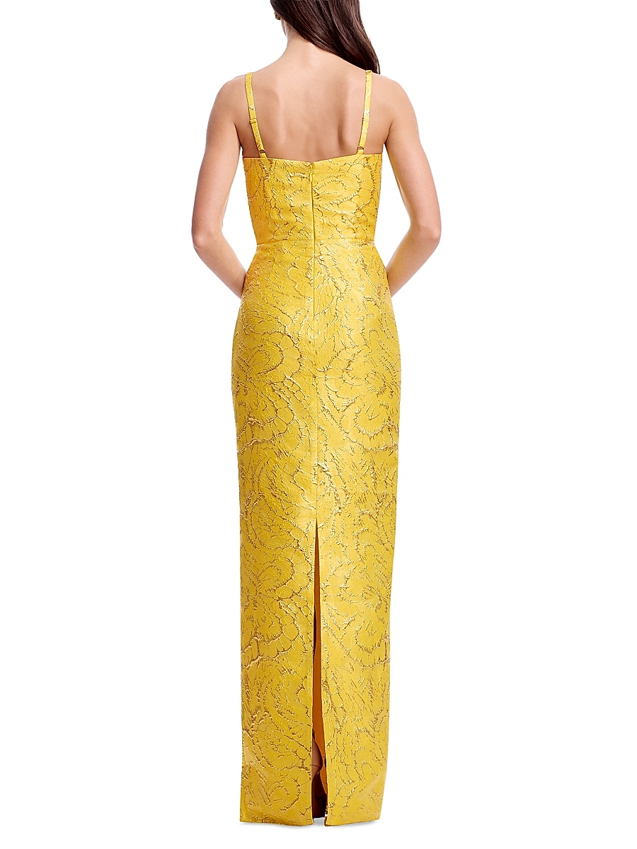 elijah sequin dress Dress the Population Elijah Brocade Column Gown, Womens, XS, Champagne
