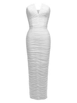 dress the population ferra strapless ruched fitted midi dress Dress the Population Perla Dress - Purple