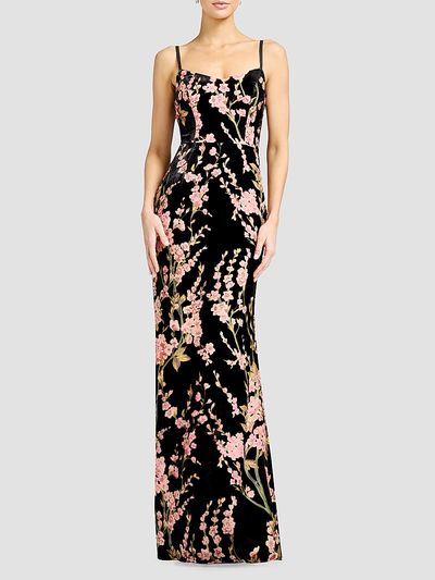 Dress The Population Women's Giovanna Floral Velvet Gown