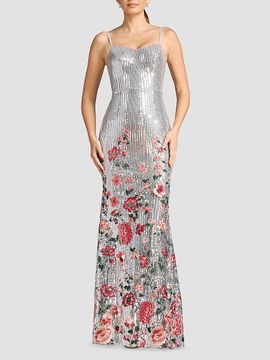 Dress The Population Women's Giovanna Sequined Embroidered Mermaid Gown