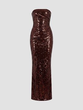 Dress The Population Women's Jasmine Sequined Ruched Strapless Gown