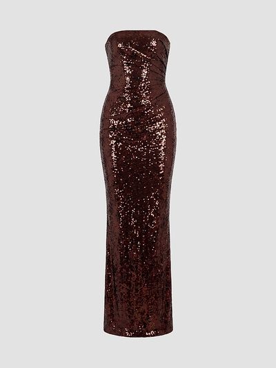 Dress The Population Women's Jasmine Sequined Ruched Strapless Gown