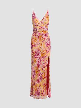 Dress The Population Women's Jordan Floral Ruched Mermaid Maxi Dress