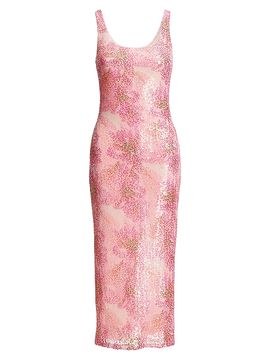 Dress The Population Women's Leo Floral Sequined Midi-Dress