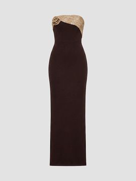 Dress The Population Women's Lorraine Rosette Strapless Gown