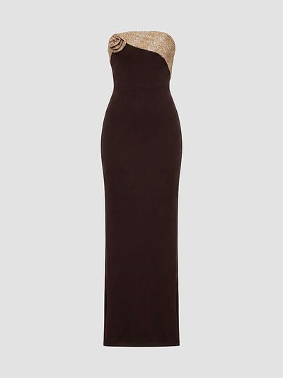 Dress The Population Women's Lorraine Rosette Strapless Gown