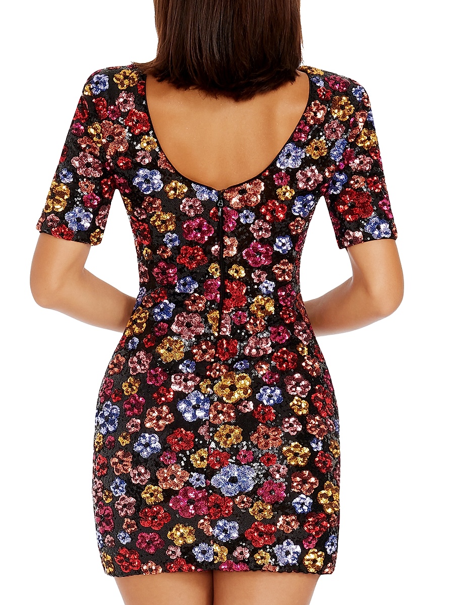 Dress The Population - Women's Maddox Floral Sequin-Embellished Body-Con Minidress Dress The Population - Women's Maddox Floral Sequin-Embellished Body-Con Minidress
