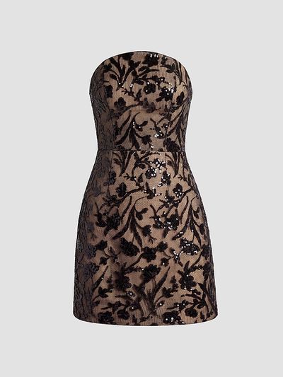 Dress The Population Women's Maisie Sequined Mesh Mini Dress