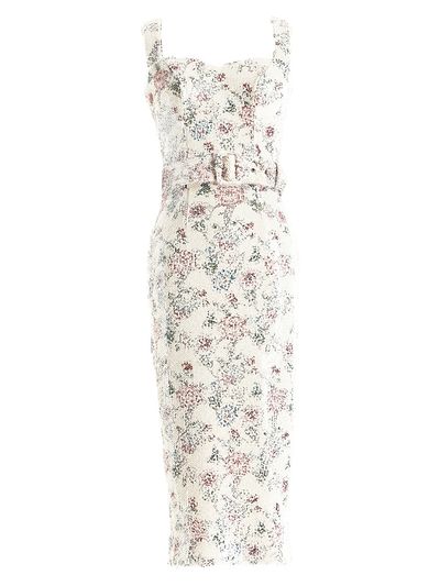 Dress The Population Women's Nicole Belted Floral Sequin Midi-Dress
