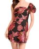 Dress The Population Women's Olive One-Shoulder Brocade Minidress - 3