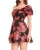 Dress The Population Women's Olive One-Shoulder Brocade Minidress - 4
