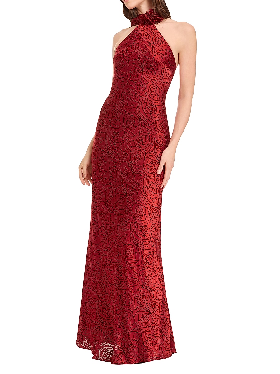 dress the population rose dress Dress The Population Connor Strapless Sweetheart 3D Floral Chiffon Dress