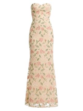 Dress The Population - Angelique Strapless Cutout Side-Slit Maxi Dress