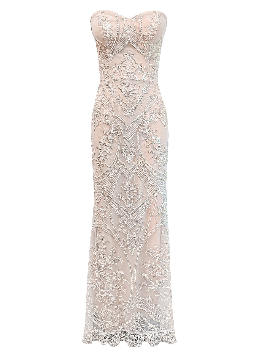 dress the population mermaid Dress The Population Paris Strapless Mermaid Maxi Dress - Light Blue