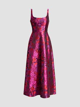 Dress The Population Women's Vanna Jacquard Tea-Length Dress
