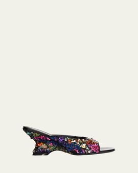 Dries Van Noten 75mm Embellished Satin Slide Sandals