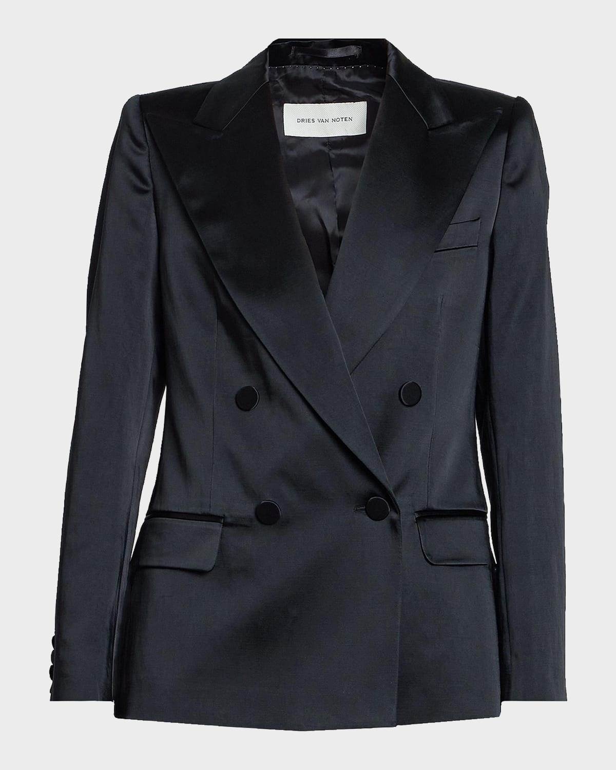 Dries Van Noten Beaura Satin Double-Breasted Jacket