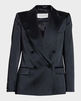 Dries Van Noten Beaura Satin Double-Breasted Jacket