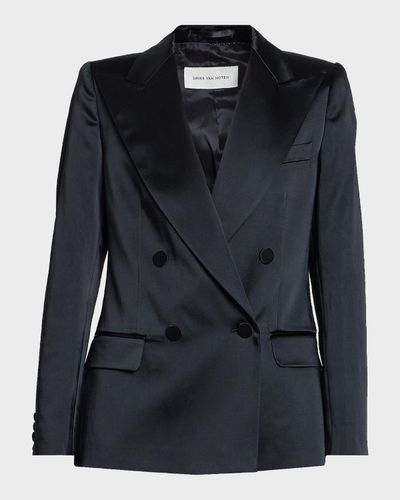 Dries Van Noten Beaura Satin Double-Breasted Jacket