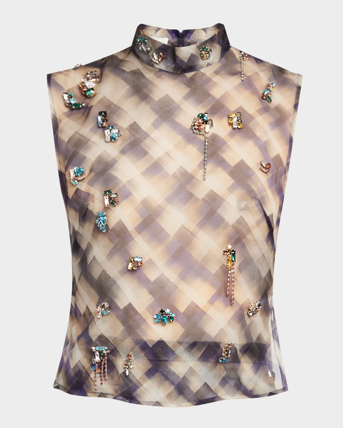 Dries Van Noten - Carmasa Embellished Sheer Mock-Neck Blouse