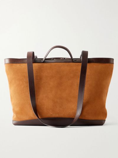 DRIES VAN NOTEN Carter leather-trimmed suede tote