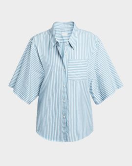 Dries Van Noten Clea Striped Cotton Short-Sleeve Button-Down Shirt