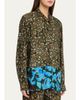 Dries Van Noten Colorblock Marble-Print Button-Down Shirt - 4
