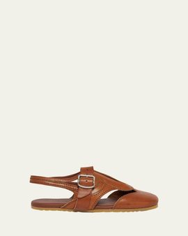 Dries Van Noten Cutout Leather Slingback Flats