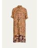 Dries Van Noten Dalma Marbled Short-Sleeve Neck-Scarf Midi Dress - 1