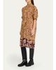 Dries Van Noten Dalma Marbled Short-Sleeve Neck-Scarf Midi Dress - 4