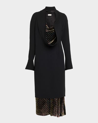 Dries Van Noten Delsey Cowl-Neck Long-Sleeve Midi Dress