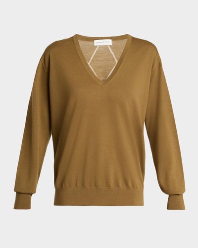 Dries Van Noten Diamond Ajoure Stitch V-Neck Sweater