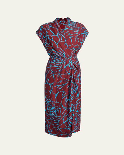 Dries Van Noten Dilian Floral Jacquard Draped Wrap Midi Dress