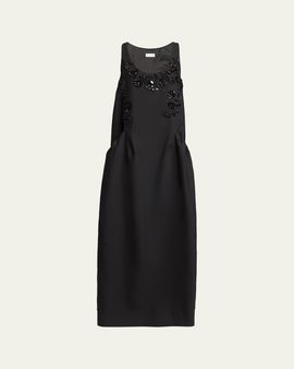 Dries Van Noten Drazero Embroidered Sleeveless Long Wool Silk Dress