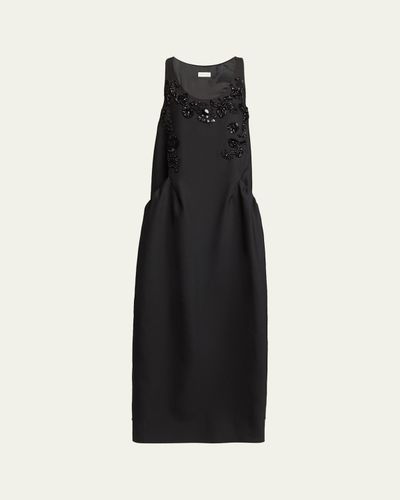 Dries Van Noten Drazero Embroidered Sleeveless Long Wool Silk Dress