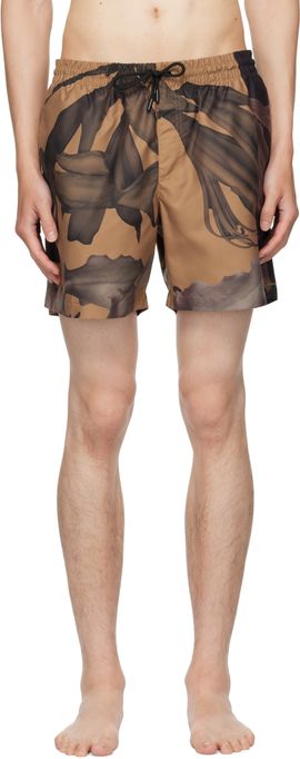 Dries Van Noten Dries Van Noten Beige & Brown Patterned Swim Shorts