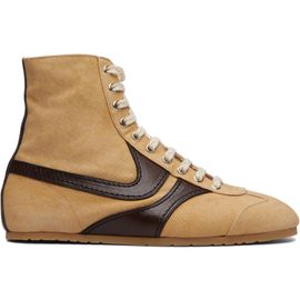 Dries Van Noten Dries Van Noten Beige Canvas High Top Sneakers
