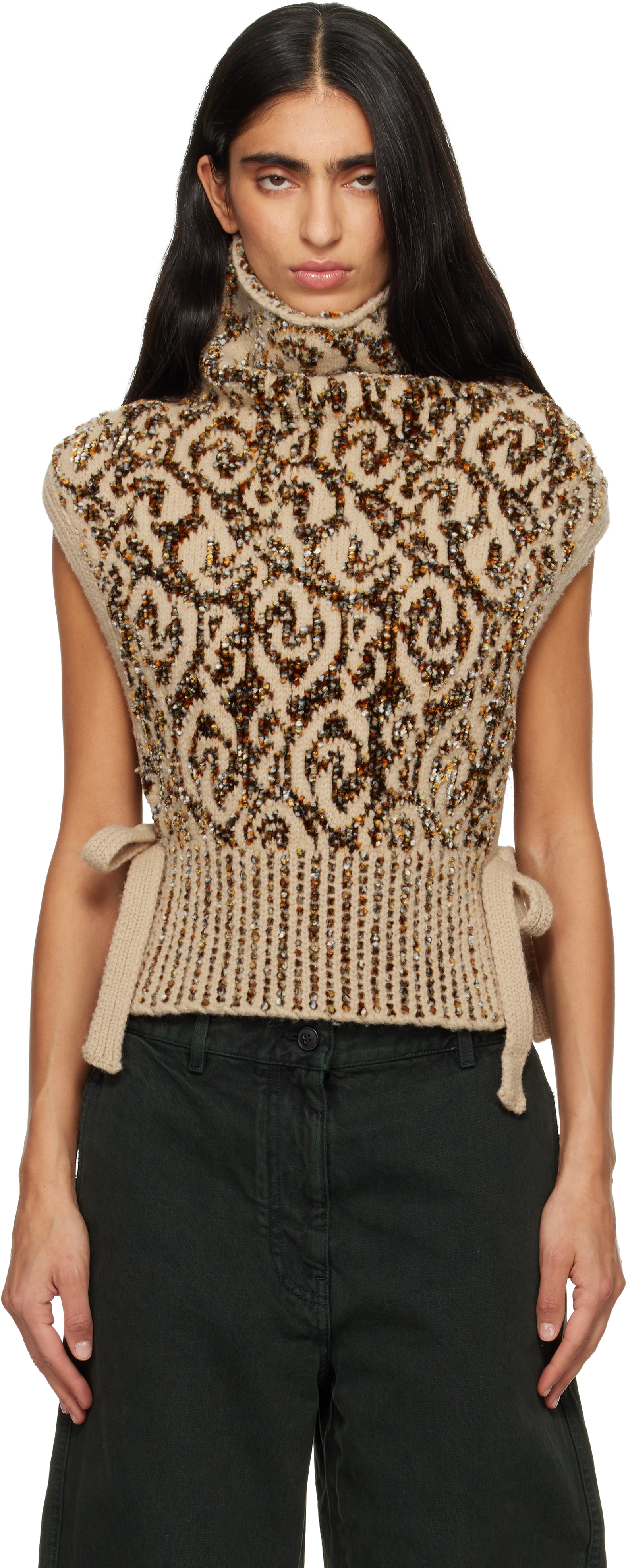 Dries Van Noten - Beige Jacquard Dickey