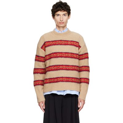 Dries Van Noten Dries Van Noten Beige Jacquard Wool Sweater