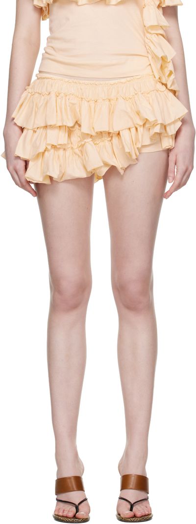 Dries Van Noten Dries Van Noten Beige Ruffled Micro Shorts