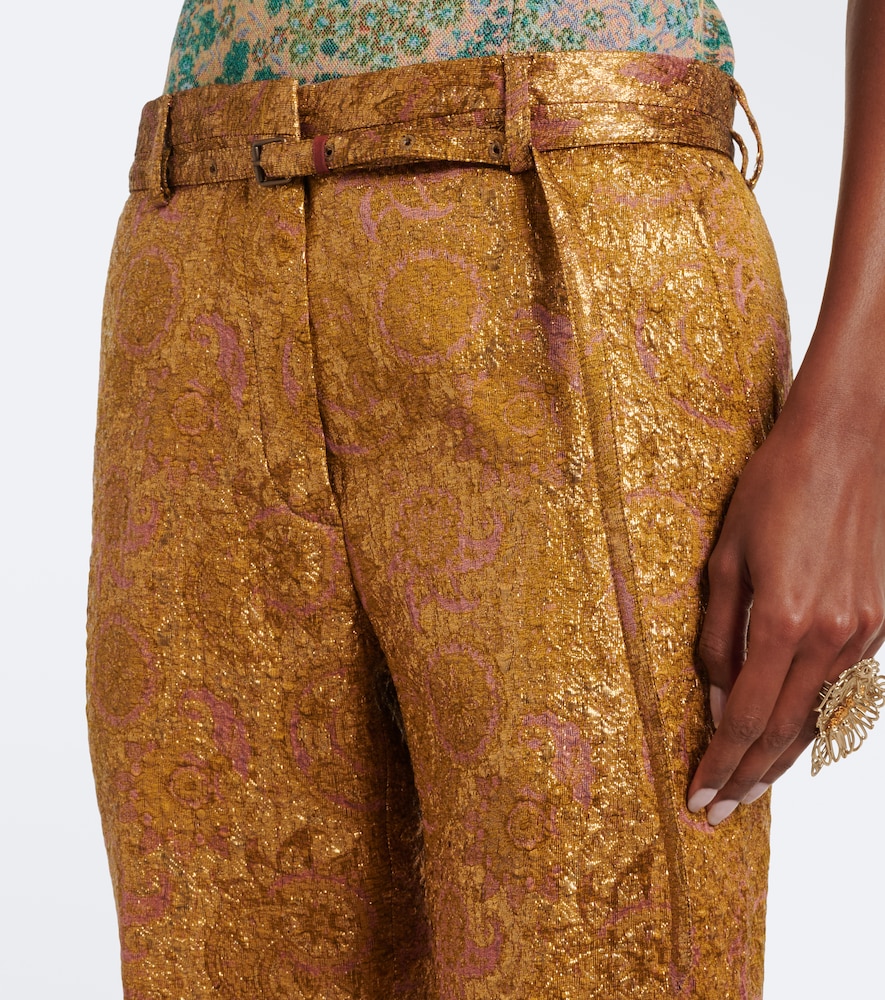 Dries Van Noten - Belted jacquard wide-leg pants