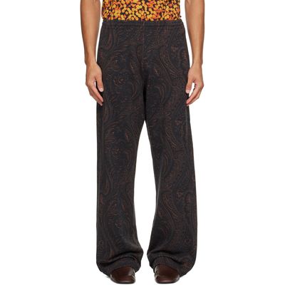 Dries Van Noten Dries Van Noten Black & Brown Printed Sweatpants