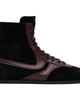 Dries Van Noten Dries Van Noten Black & Burgundy Suede High Top Sneakers - 1