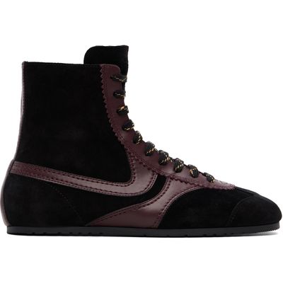 Dries Van Noten Dries Van Noten Black & Burgundy Suede High Top Sneakers