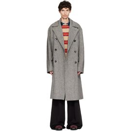 Dries Van Noten Dries Van Noten Black & Gray Oversized Wool Tweed Coat