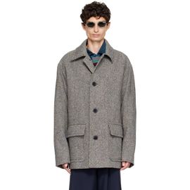 Dries Van Noten Dries Van Noten Black & Gray Wool Tweed Jacket