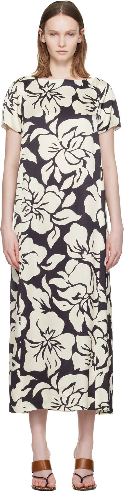 Dries Van Noten Dries Van Noten Black & Off-White Floral Midi Dress