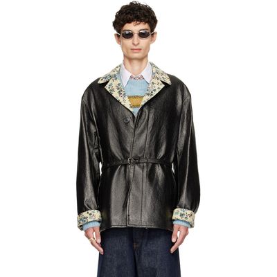 Dries Van Noten Dries Van Noten Black Coated Belted Jacket