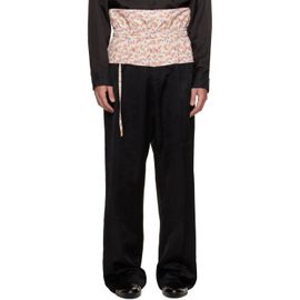 Dries Van Noten Dries Van Noten Black Contrast Waist Jacquard Trousers
